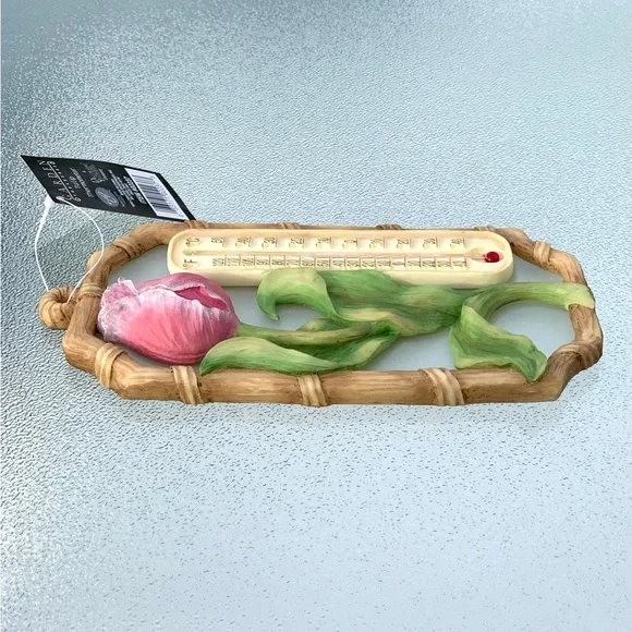 Pink Tulip Indoor/Outdoor Resin Thermometer Wall Decor - Picture 2 of 9